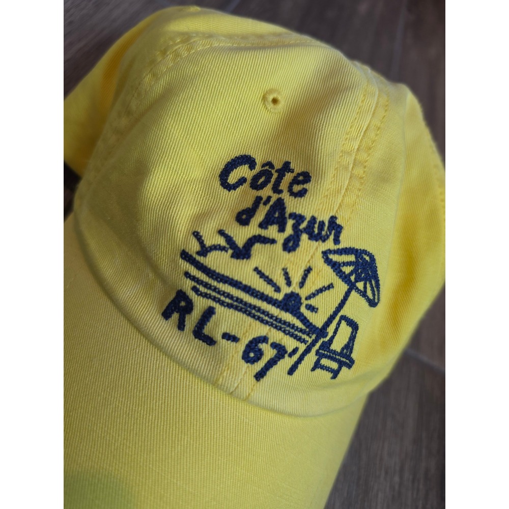 Polo Ralph Lauren Cote d'Azur RL-67 Yellow Leather Strap Hat Long Bill NEW
